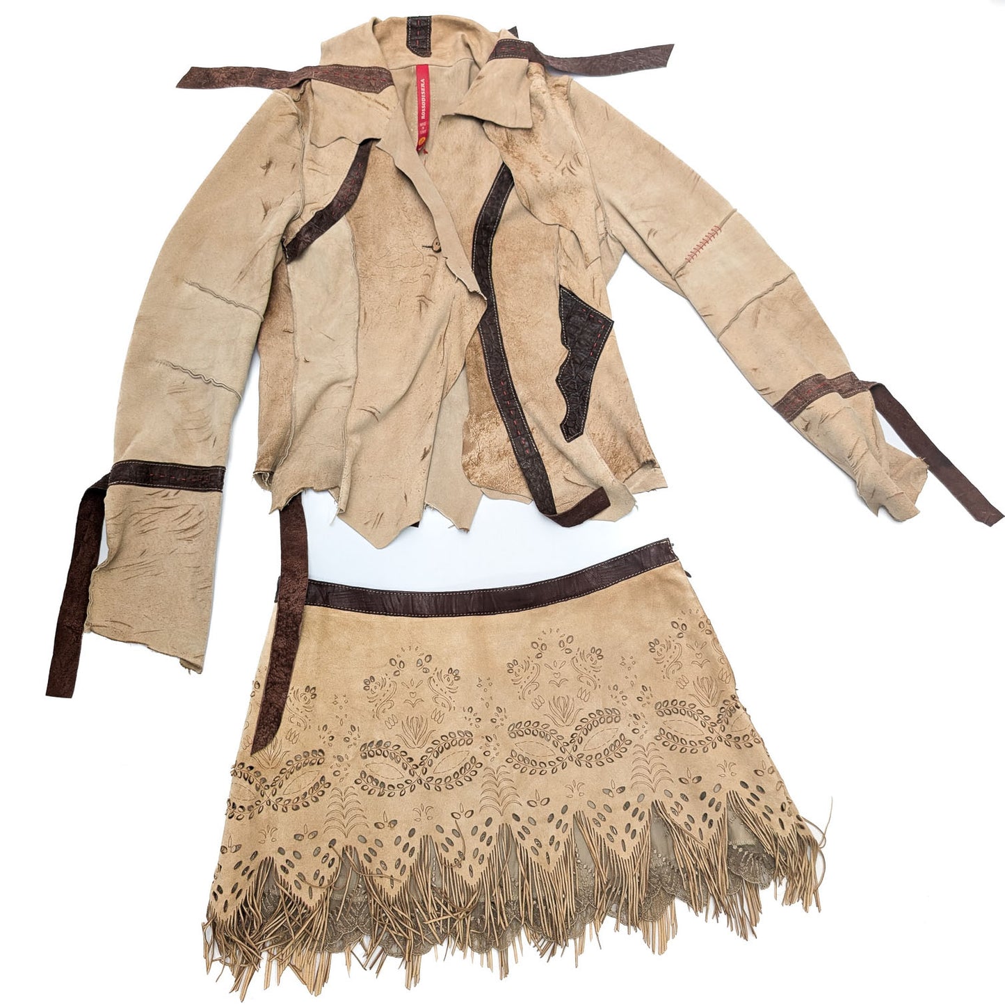 Suede skirt and jacket set - L