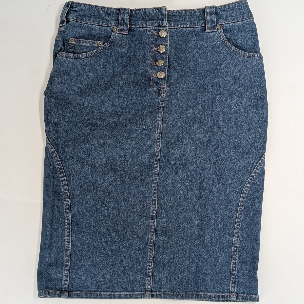 Dior by Galliano pink topstitched denim skirt - M
