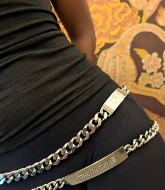 Roberto Cavalli silver chain belt