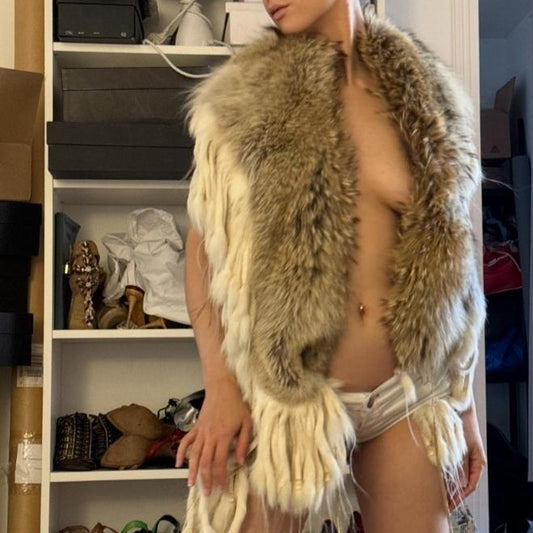 Vintage fur backless top