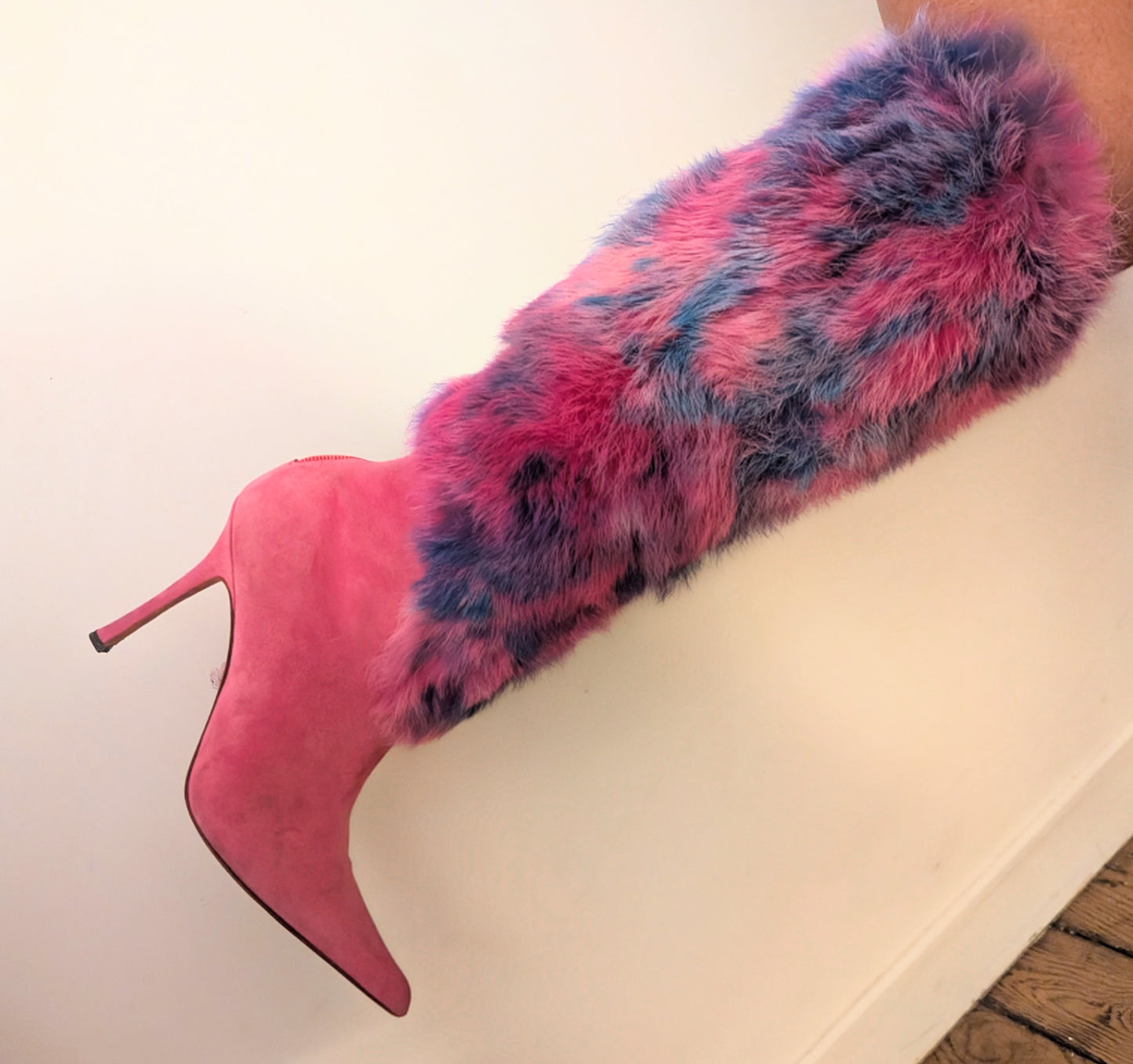 Italian boots with pink fur trim - EU40|7UK|9US