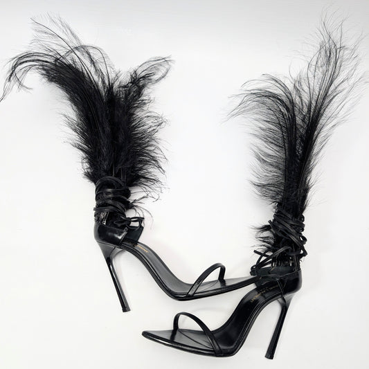 Yves Saint Laurent Ostrich Sandals - EU36|3UK|5US & EU37|4UK|6US & EU38|5UK|7US