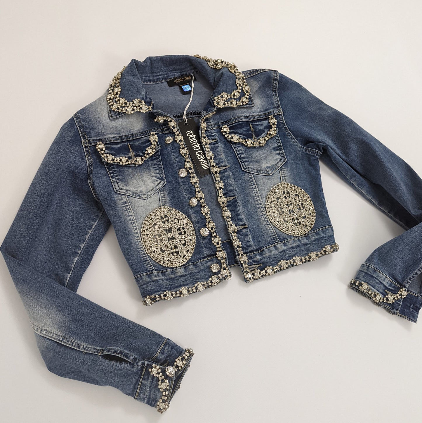 Roberto Cavalli Swarovski stone denim jacket - S