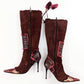 El Dantes boots in patchwork suede and reptile effect leather T37