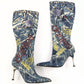 El Dantes boots in patchwork denim T39