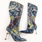 El Dantes boots in patchwork denim T39