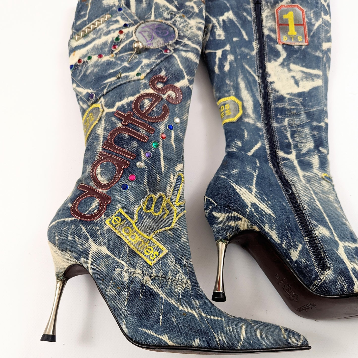 El Dantes boots in patchwork denim T39