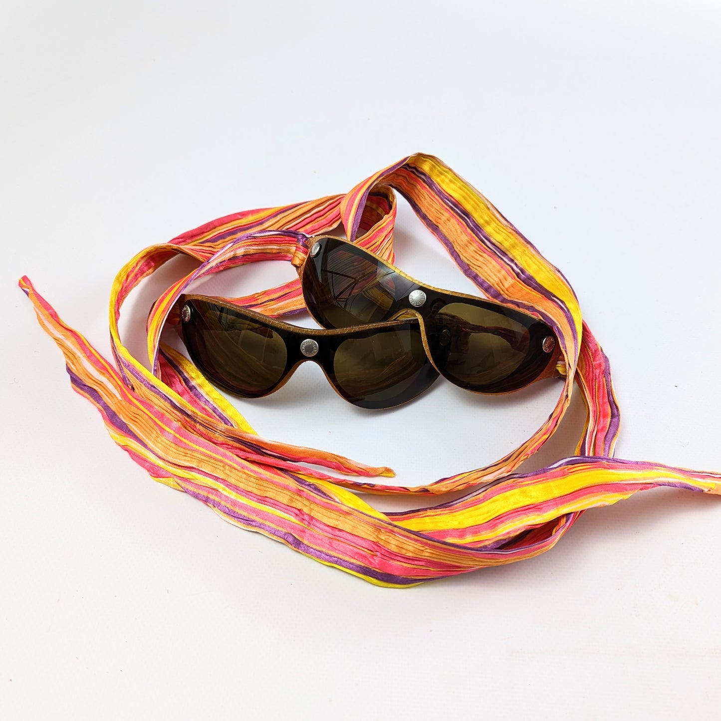 Sunglasses in leather and multicolored fabric Roberto Cavalli