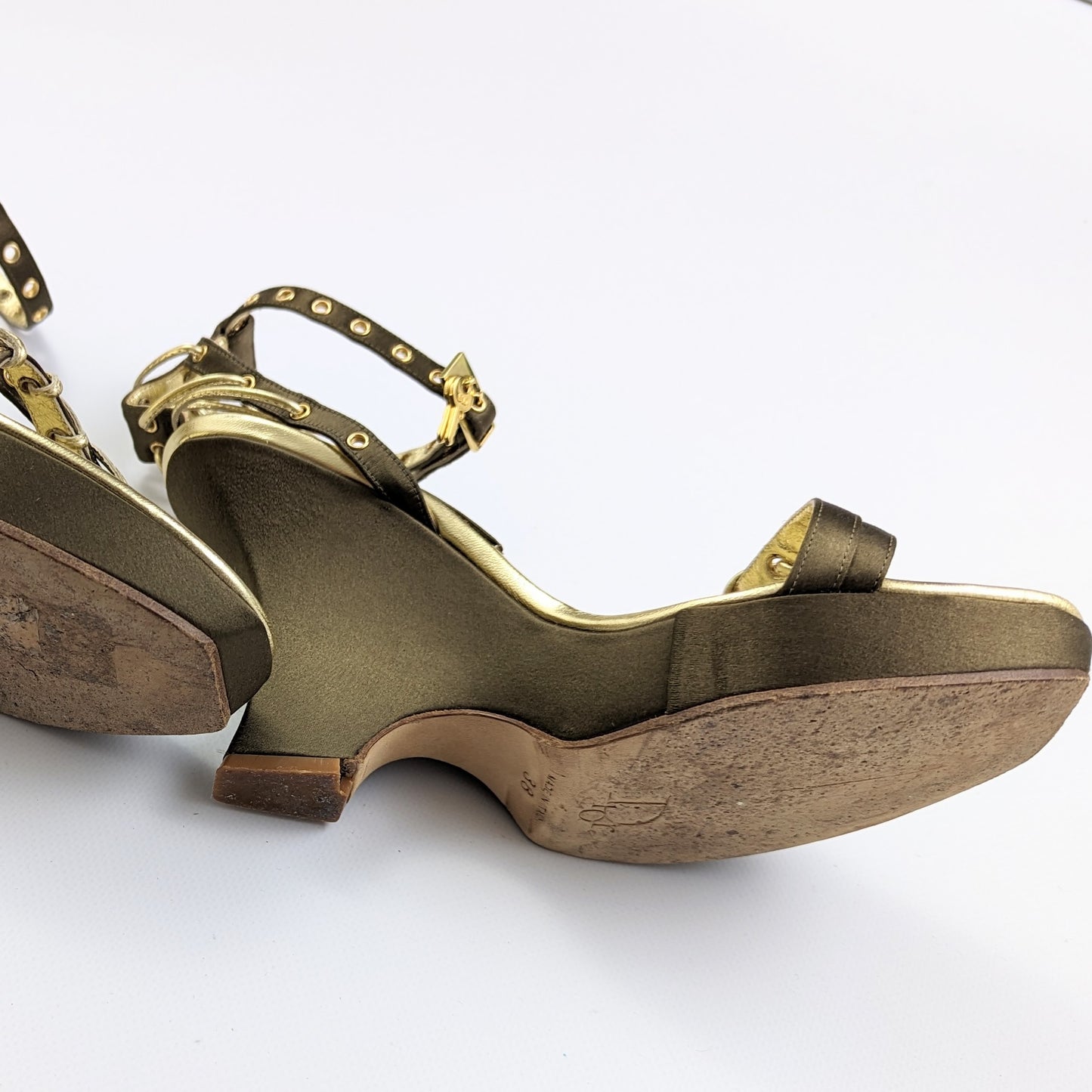 Khaki platform sandals. Dior by Galliano. T38